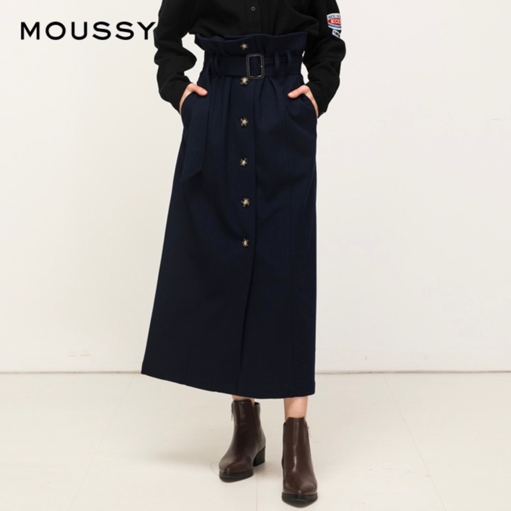 Moussy Front Button Long Skirt
